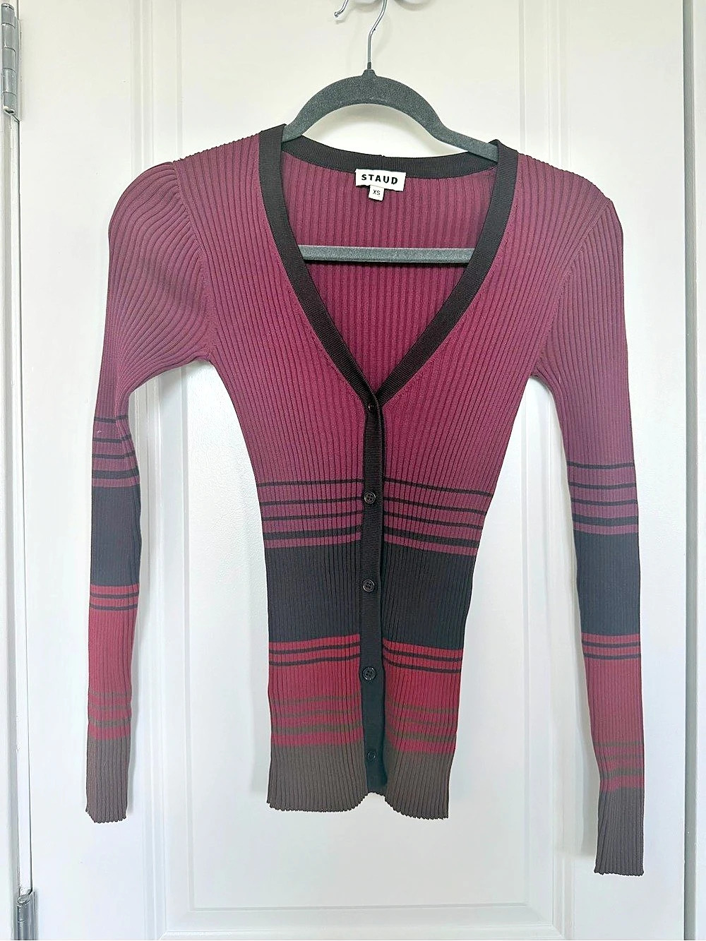 STAUD Color Block Button Cardigan Like New Size Extra Small